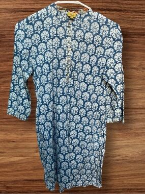 Roberta Roller Rabbit Blue and White Print Cotton Tunic